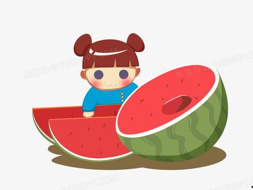 画画素材q版吃瓜,夏日清凉一“瓜”